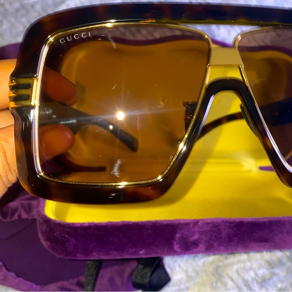 Brown and Gold Gucci Sunglasses
